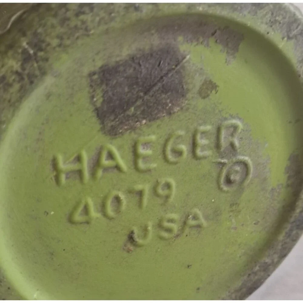 Vintage Haeger Pottery Tiki Vase 4079 Green Mid Century 12
